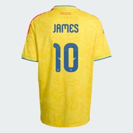 Camiseta de fútbol de la primera equipación de Colombia 2026 para adulto con el dorsal oficial de James Rodríguez número 10.