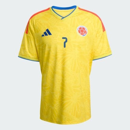 Camiseta de la primera equipación de Colombia 2026 para adulto, con el dorsal y nombre del jugador Luis Diaz en la espalda.