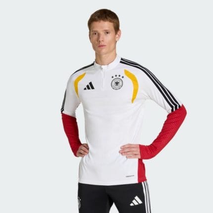 Camiseta oficial de manga larga de entrenamiento de la selección de Alemania 2026 para adulto. Vista frontal de la equipación.