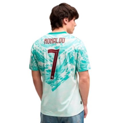Camiseta de fútbol de Portugal, segunda equipación 2026, para adulto. Estampado oficial con el dorsal 7 de Cristiano Ronaldo.