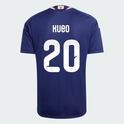 Camiseta de la primera equipación de Japón para el Mundial 2026, con el dorsal oficial de Take Kubo para adulto.