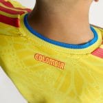 Camiseta versión jugador para adulto de la primera equipación de la Selección Colombia 2026. Diseño oficial color amarillo.