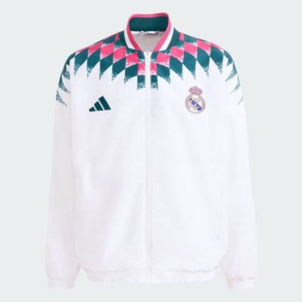 Chaqueta del Real Madrid para adulto, modelo Stadium. Prenda oficial de la primera equipación para antes del partido.