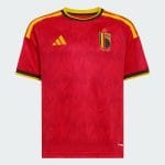 Primera equipación de fútbol para niños de Bélgica 2026. Conjunto de camiseta y pantalón corto oficial para los pequeños fans.