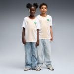 Imagen de la segunda equipación de fútbol de Marruecos para niños, versión 2026. Camiseta y pantalón para los más pequeños.
