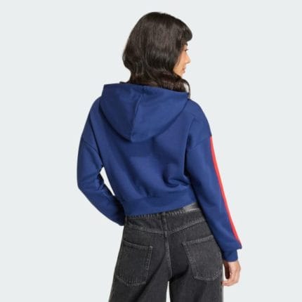 Sudadera corta de mujer con capucha de la selección de España, colección DNA. Ropa oficial de la RFEF para aficionadas.