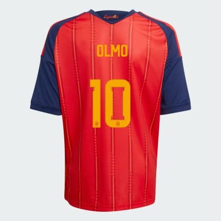 Camiseta de la primera equipación de España para adulto con el dorsal 26 de Dani Olmo. Producto oficial de la selección española.
