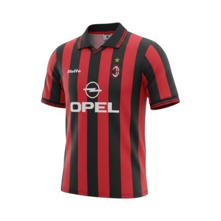Camiseta retro AC Milan 1997/98 Primera Equipación — vista frontal en maniquí