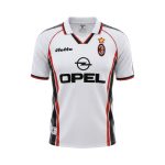 Camiseta retro AC Milan 1997/98 segunda equipación blanca — vista frontal en maniquí