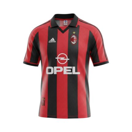 Camiseta retro AC Milan 1998/99 Primera Equipación — vista frontal en maniquí