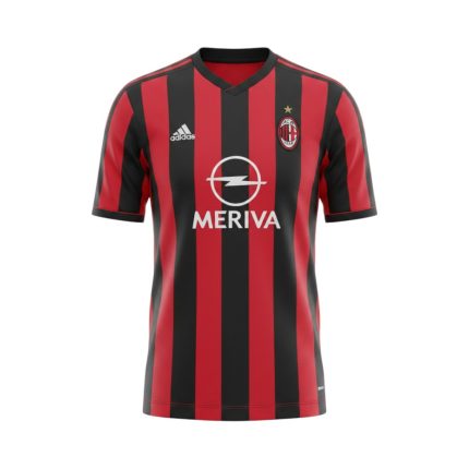 Camiseta retro AC Milan primera equipación 2003/04 — vista frontal en maniquí