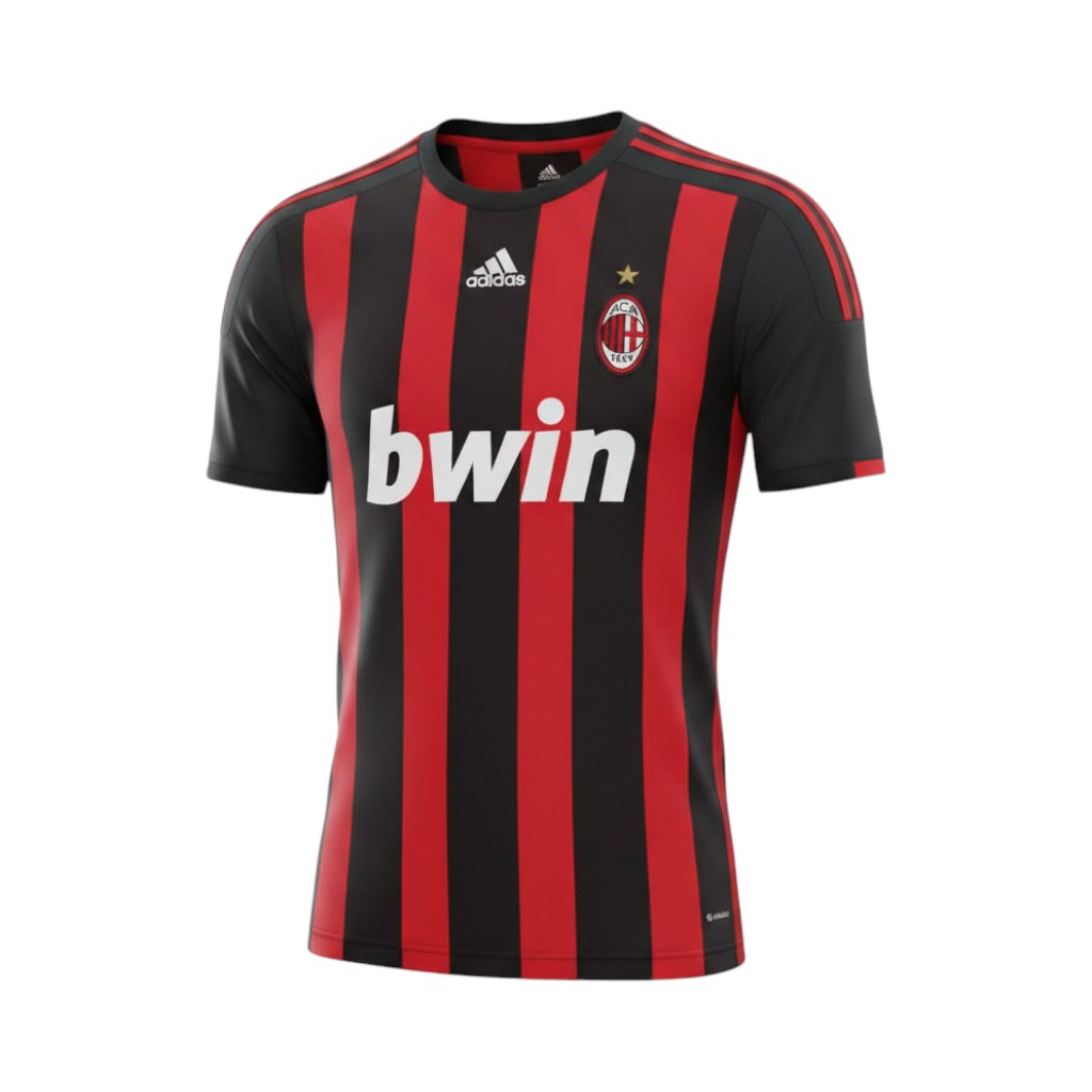 camiseta-retro-ac-milan-2008-09-primera-equipacion-01 Camiseta retro AC Milan 2008/09, primera equipación, rayas rojas y negras. — vista frontal en maniquí