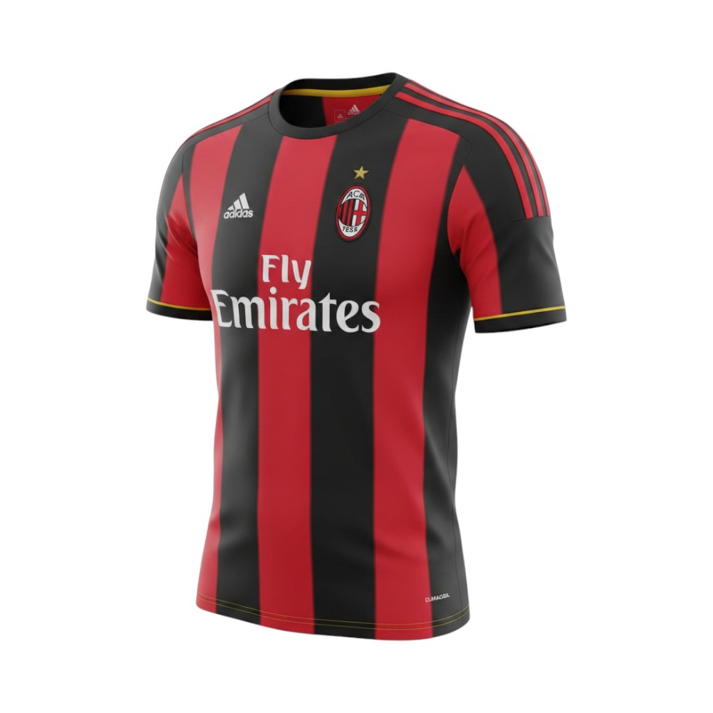 Camiseta retro AC Milan 2010/11 primera equipación vista frontal en maniquí Camiseta retro AC Milan 2010/11 primera equipación — vista frontal en maniquí