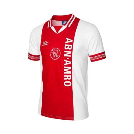 Camiseta retro del Ajax de Ámsterdam, primera equipación de la temporada 1994/95. — vista frontal en maniquí