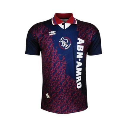 Camiseta retro Ajax 1994/95 segunda equipación azul y roja Umbro — vista frontal en maniquí
