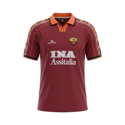 Camiseta retro AS Roma 1998/99 Primera Equipación — vista frontal en maniquí