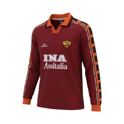 Camiseta retro AS Roma 1998/99 primera equipación manga larga — vista frontal en maniquí
