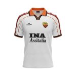 Camiseta retro AS Roma 1998/99 segunda equipación blanca — vista frontal en maniquí