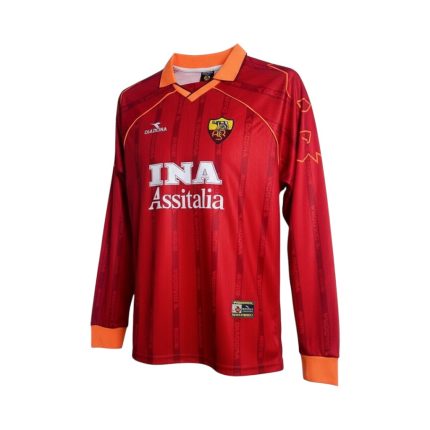 Camiseta retro AS Roma primera equipación 1999/00 manga larga — vista frontal en maniquí