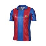 Camiseta retro FC Barcelona 1989-1992, primera equipación Meyba — vista frontal en maniquí