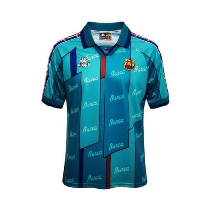 Camiseta retro FC Barcelona segunda equipación 1995-97 Kappa — vista frontal en maniquí