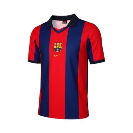 Camiseta retro FC Barcelona Primera Equipación 1998/99 — vista frontal en maniquí