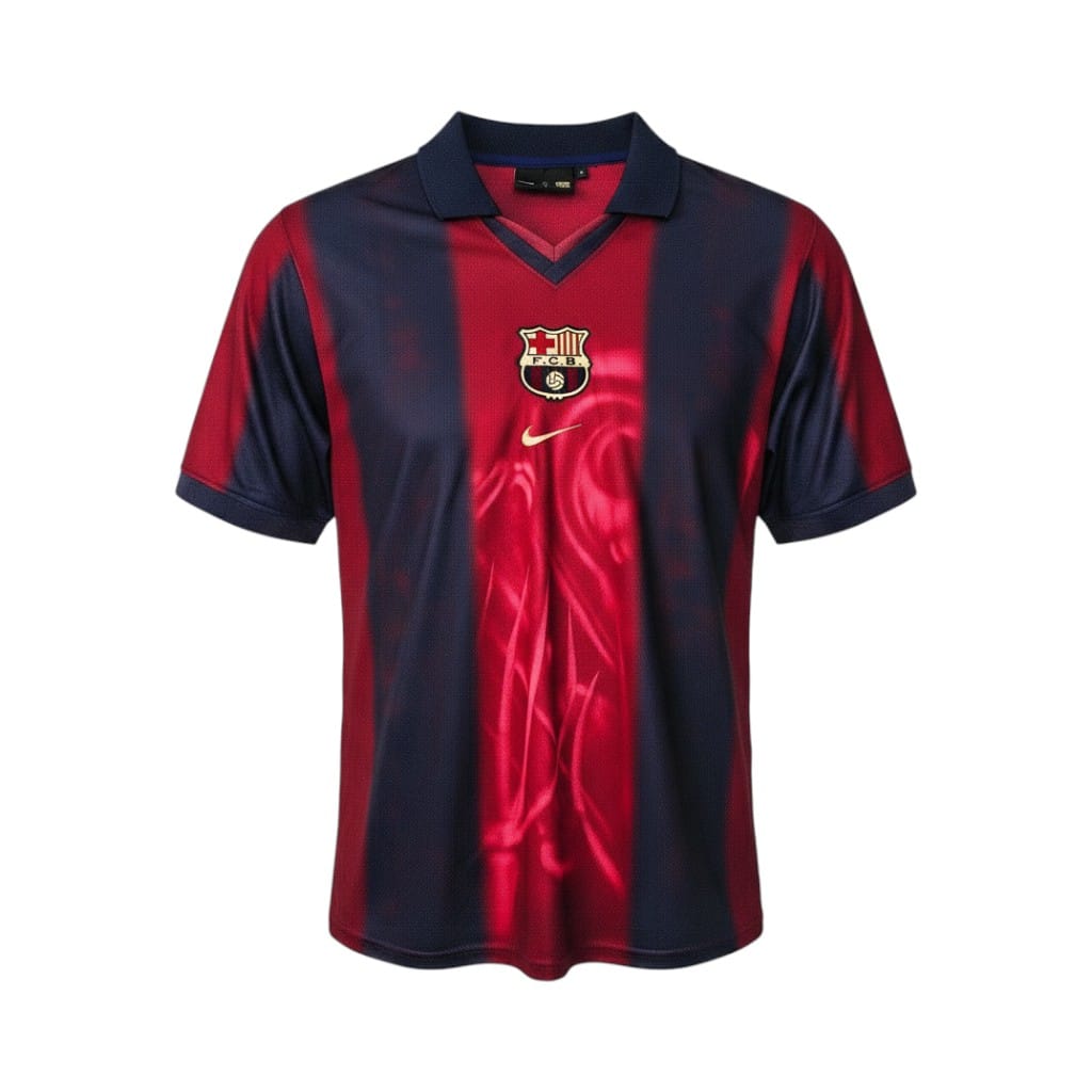 camiseta-retro-barcelona-2000-01-primera-equipacion-01 Camiseta retro FC Barcelona 2000/01 Primera Equipación — vista frontal en maniquí