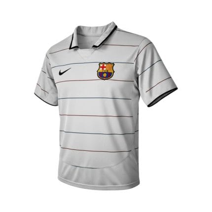 Camiseta retro FC Barcelona 2003/04 segunda equipación — vista frontal en maniquí