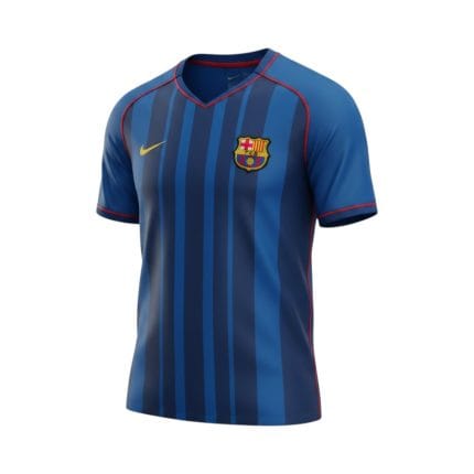 Camiseta retro del FC Barcelona de la segunda equipación de la temporada 2004/05. — vista frontal en maniquí