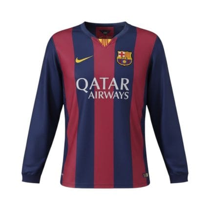 Camiseta retro FC Barcelona 2014/15 primera equipación manga larga — vista frontal en maniquí