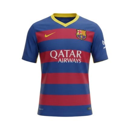 Camiseta retro FC Barcelona Primera Equipación 2015/16 — vista frontal en maniquí