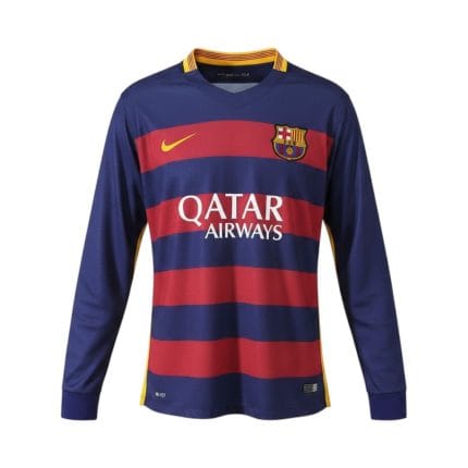Camiseta retro FC Barcelona 2015/16 Primera Equipación Manga Larga — vista frontal en maniquí