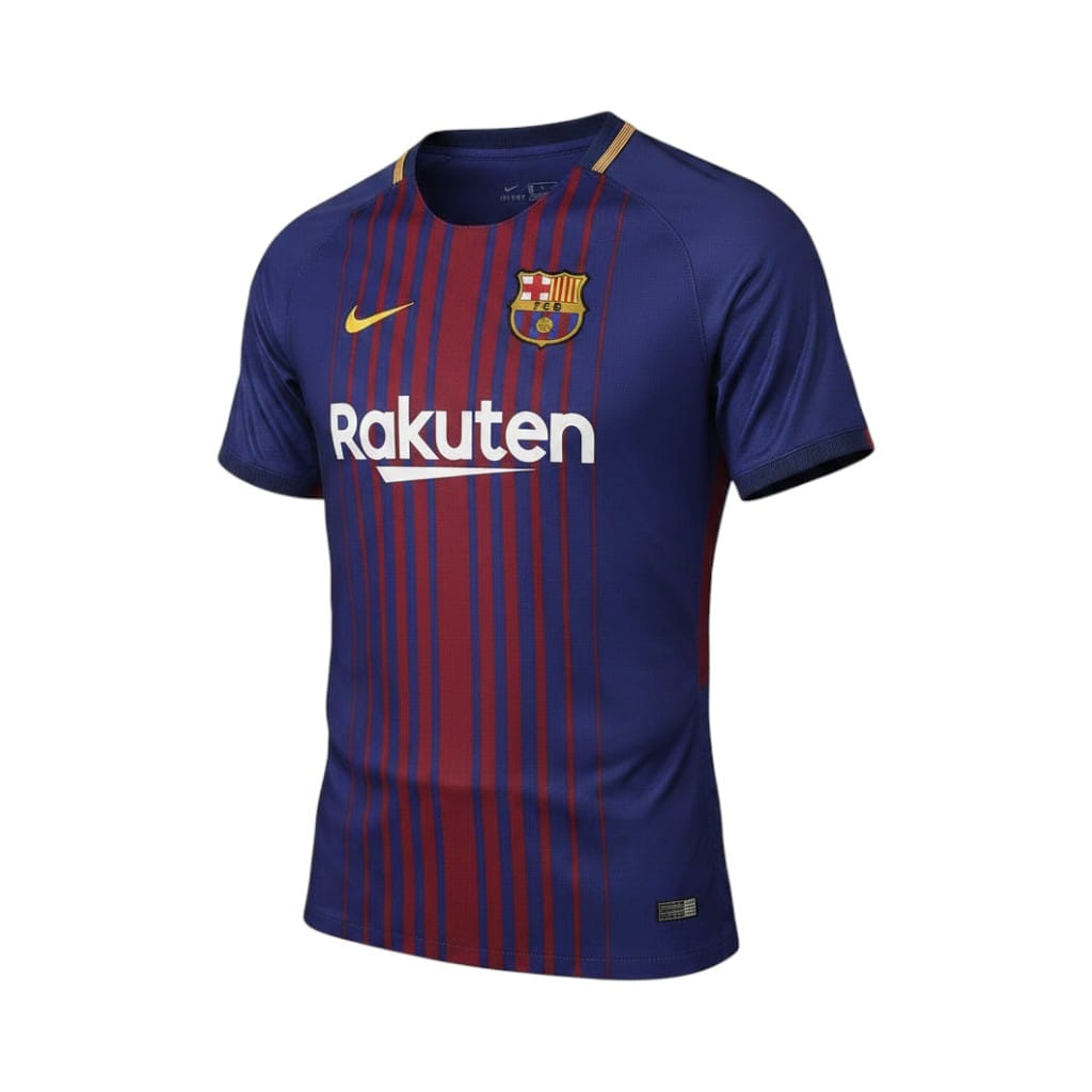 camiseta-retro-barcelona-2017-18-primera-equipacion-01 Camiseta retro FC Barcelona 2017/18 primera equipación — vista frontal en maniquí