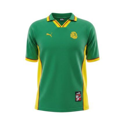 Camiseta retro Camerún 1998/99 primera equipación — vista frontal en maniquí