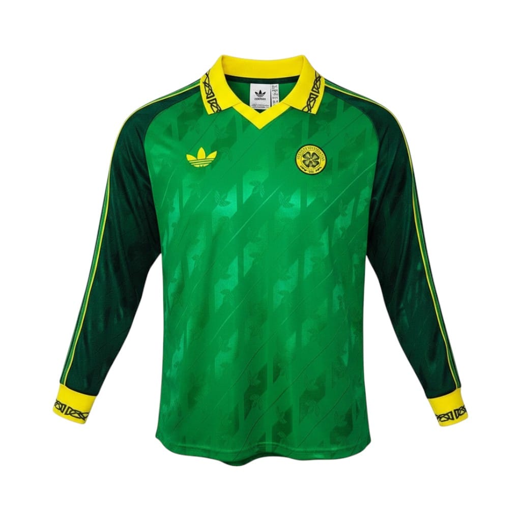 camiseta-retro-celtic-1991-93-tercera-equipacion-manga-larga-01 Camiseta retro Celtic 1991-1993 Tercera Equipación Manga Larga — vista frontal en maniquí