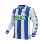 Camiseta retro del Deportivo de La Coruña de la temporada 1999/00, primera equipación de manga larga. — vista frontal en maniquí