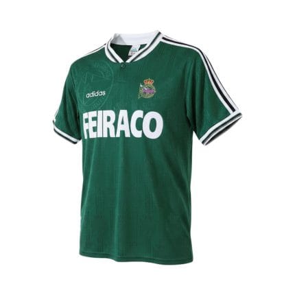Camiseta retro Deportivo de La Coruña 1999/00 segunda equipación verde — vista frontal en maniquí