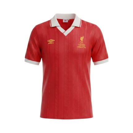 Camiseta retro del Liverpool de la temporada 1978/79, primera equipación, conmemorativa de la final de la Copa de Europa de 1978. — vista frontal en maniquí