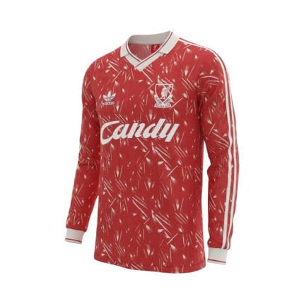 Camiseta retro Liverpool 1989-91 primera equipación manga larga — vista frontal en maniquí