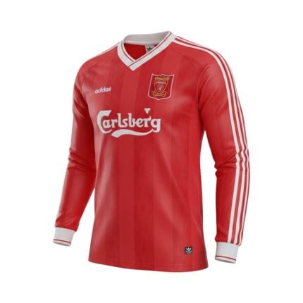 Camiseta retro Liverpool 1995/96 primera equipación manga larga — vista frontal en maniquí