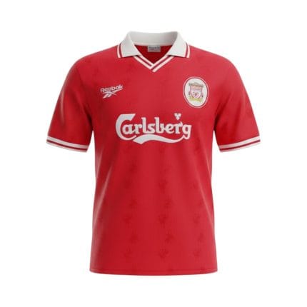 Camiseta retro Liverpool 1996/97 primera equipación — vista frontal en maniquí