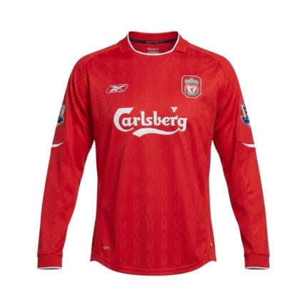 Camiseta retro Liverpool 2004/05 primera equipación manga larga — vista frontal en maniquí