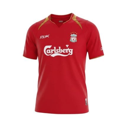Camiseta retro Liverpool 2005/06 primera equipación — vista frontal en maniquí