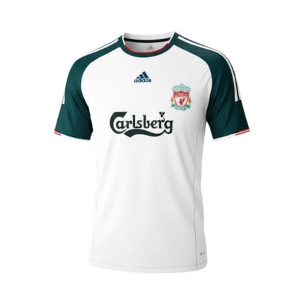 Camiseta retro del Liverpool, segunda equipación de la temporada 2006/08. — vista frontal en maniquí