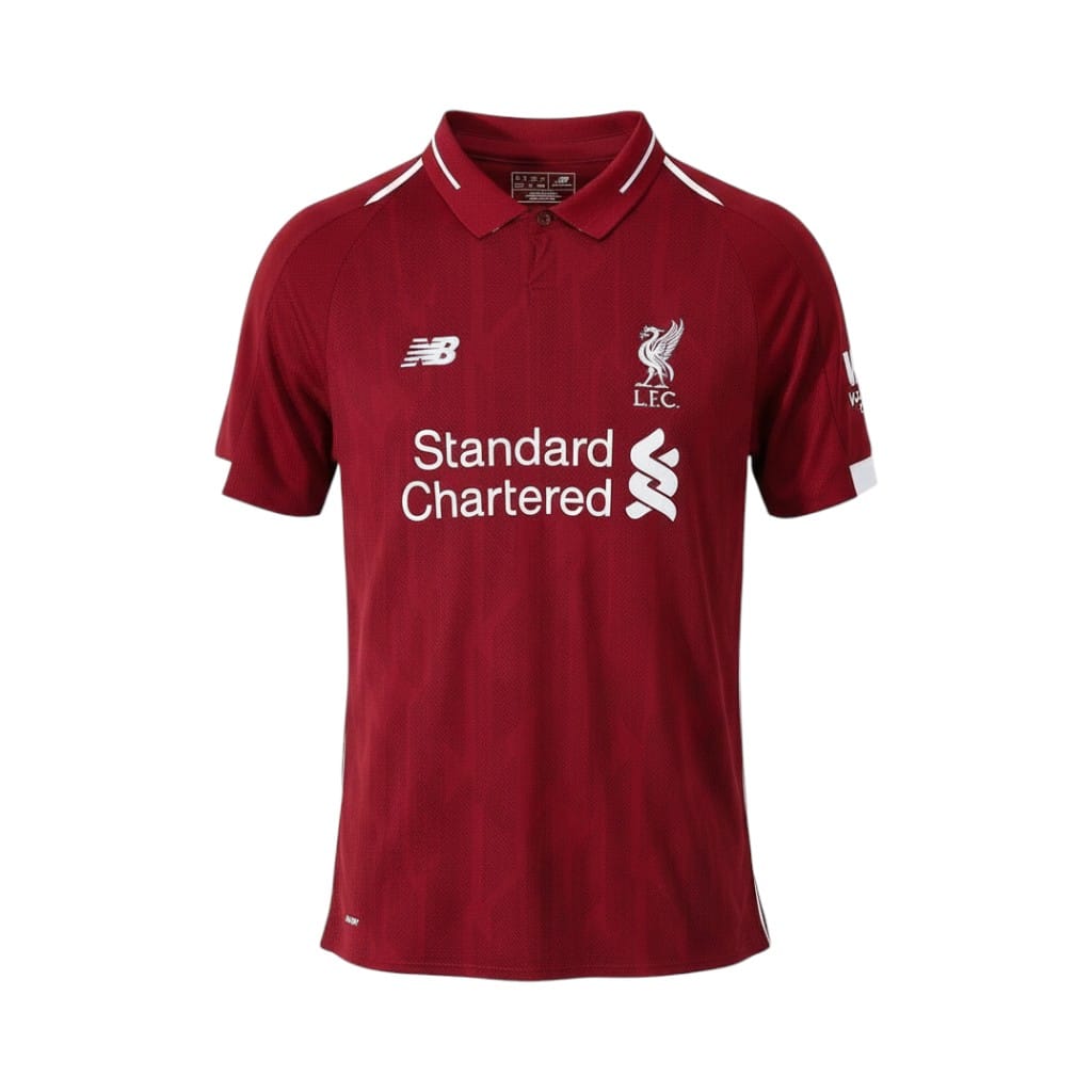Camiseta retro Liverpool 2018/19 primera equipación vista frontal en maniquí Camiseta retro Liverpool 2018/19 primera equipación — vista frontal en maniquí