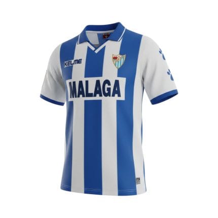 Camiseta retro Málaga CF 1997/98 primera equipación — vista frontal en maniquí
