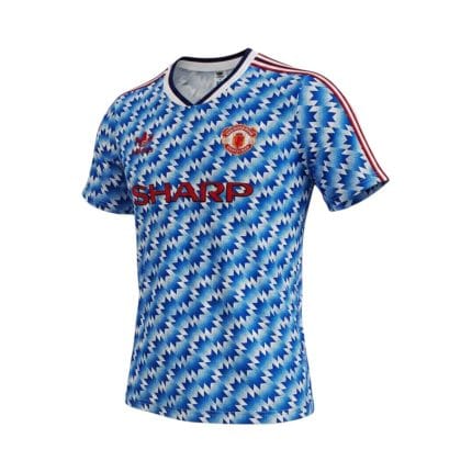 Camiseta retro Manchester United 1990/92 segunda equipación — vista frontal en maniquí