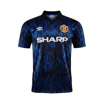 Camiseta retro Manchester United 1992/93 segunda equipación — vista frontal en maniquí