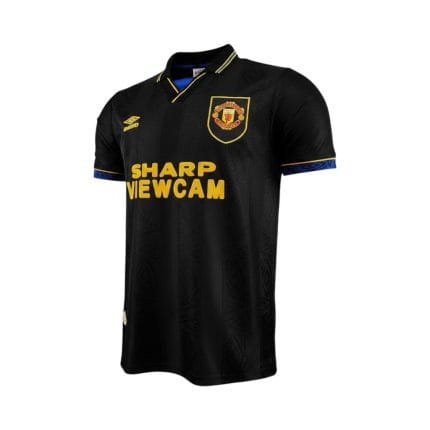 Camiseta retro Manchester United 1993/94 segunda equipación — vista frontal en maniquí