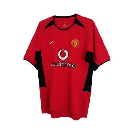 Camiseta retro Manchester United 2002/04 primera equipación — vista frontal en maniquí